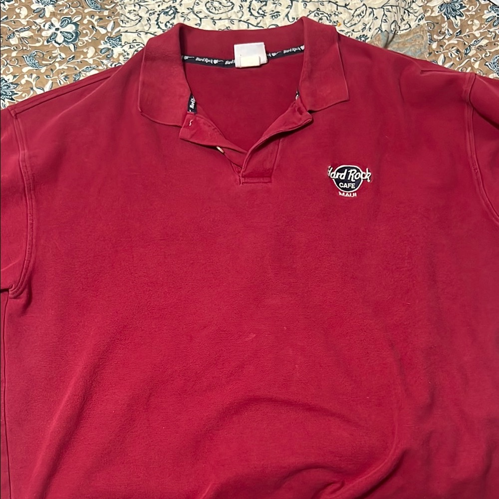 Hard Rock Cafe Men's Red Polo Shirt